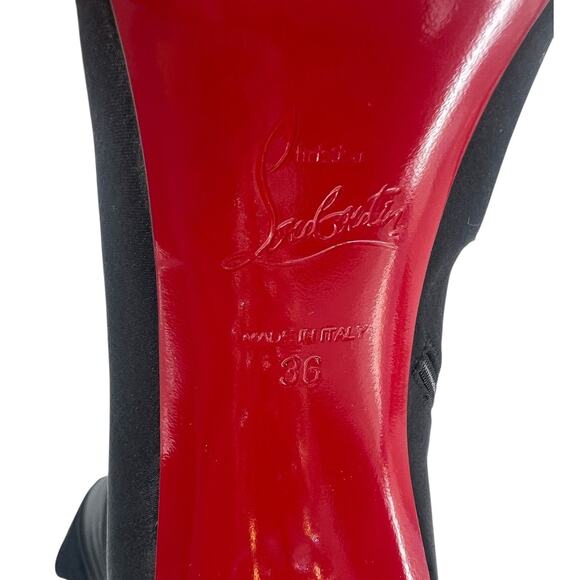 Christian Louboutin Black Lipstrass Botta Alta Satin Thigh Boots 100 - Picture 15 of 16